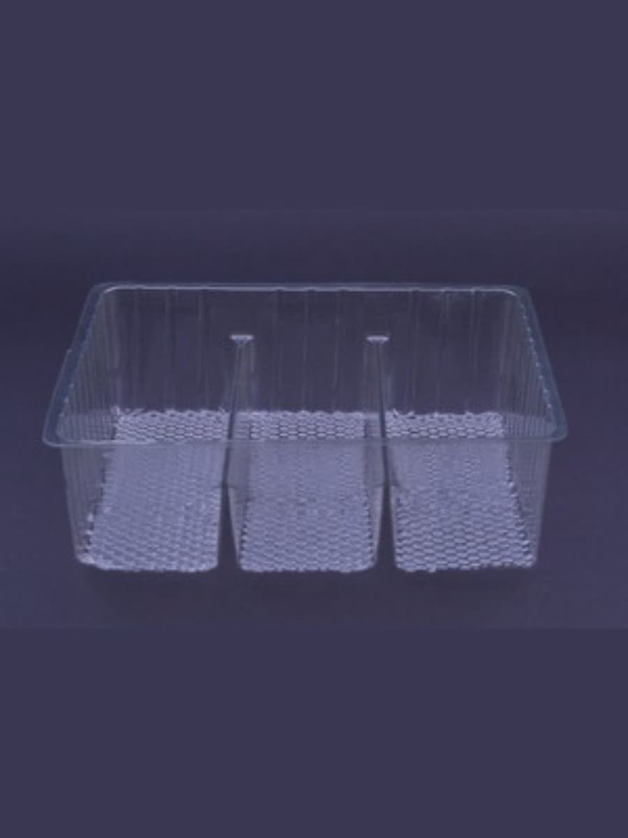 3-compartment plastic food packaging tray, 3