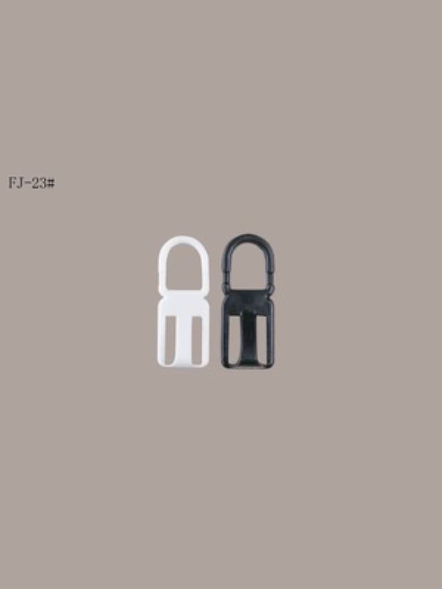 white and black plastic hanger connector hooks
